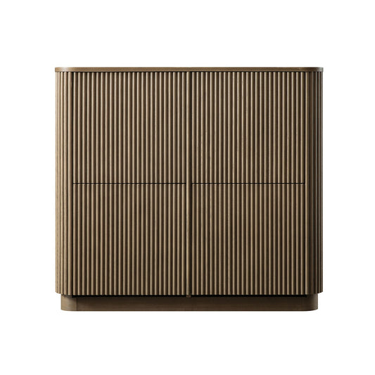 Meuble de rangement à chaussures Maru 4 portes, chêne argenté