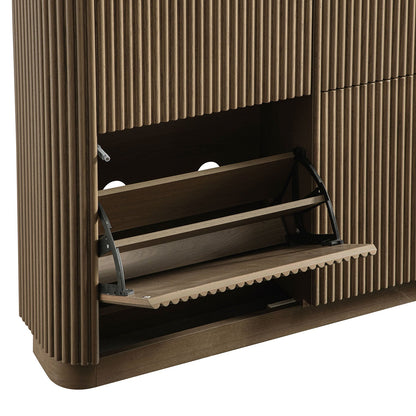 Meuble de rangement à chaussures Maru 4 portes, chêne argenté