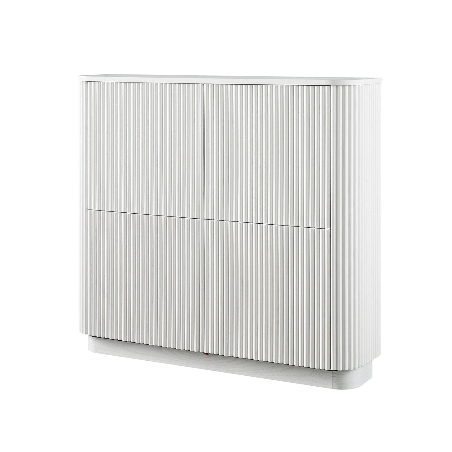 Meuble de rangement à chaussures Maru 4 portes, blanc délavé