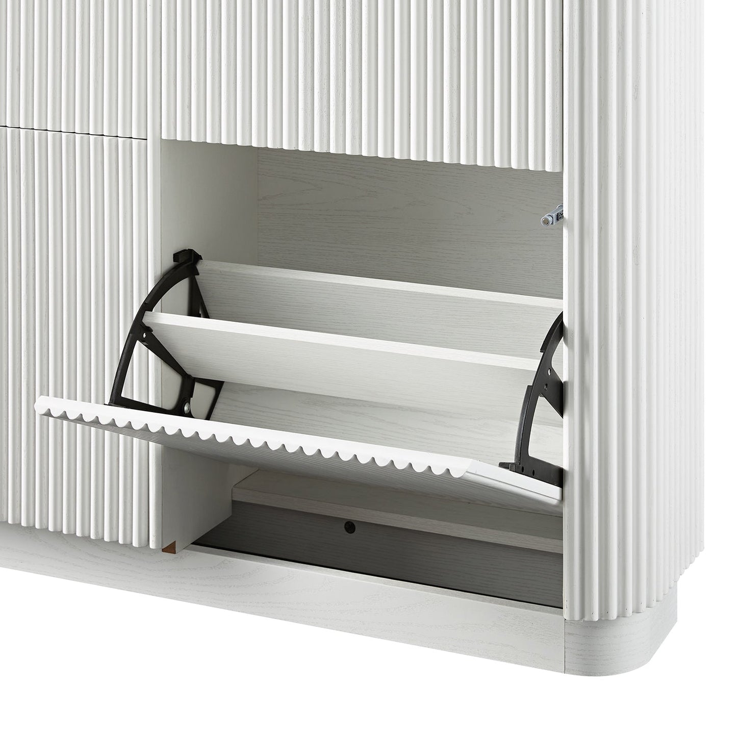 Meuble de rangement à chaussures Maru 4 portes, blanc délavé