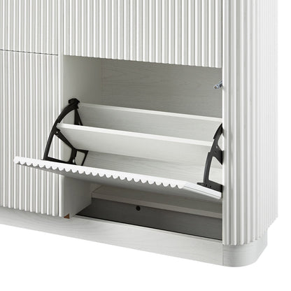 Meuble de rangement à chaussures Maru 4 portes, blanc délavé