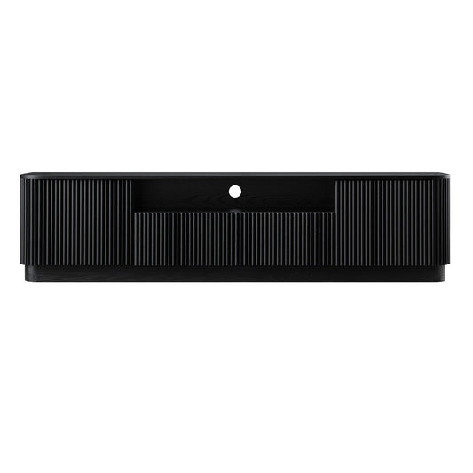 Meuble TV Maru 200 cm de large avec tiroirs, noir