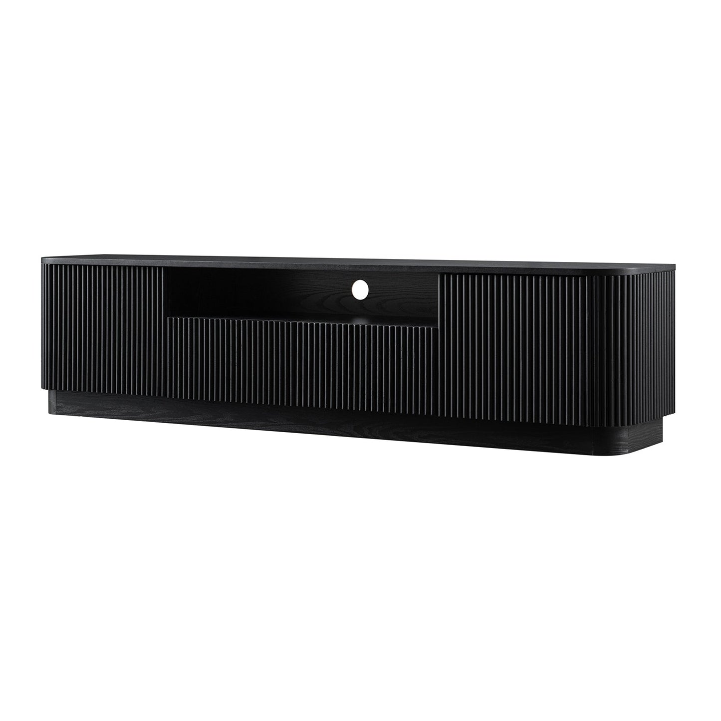 Meuble TV Maru 200 cm de large avec tiroirs, noir