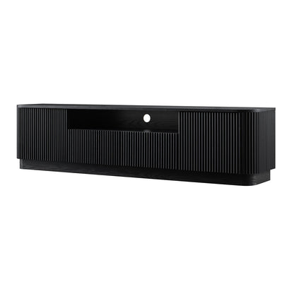 Meuble TV Maru 200 cm de large avec tiroirs, noir