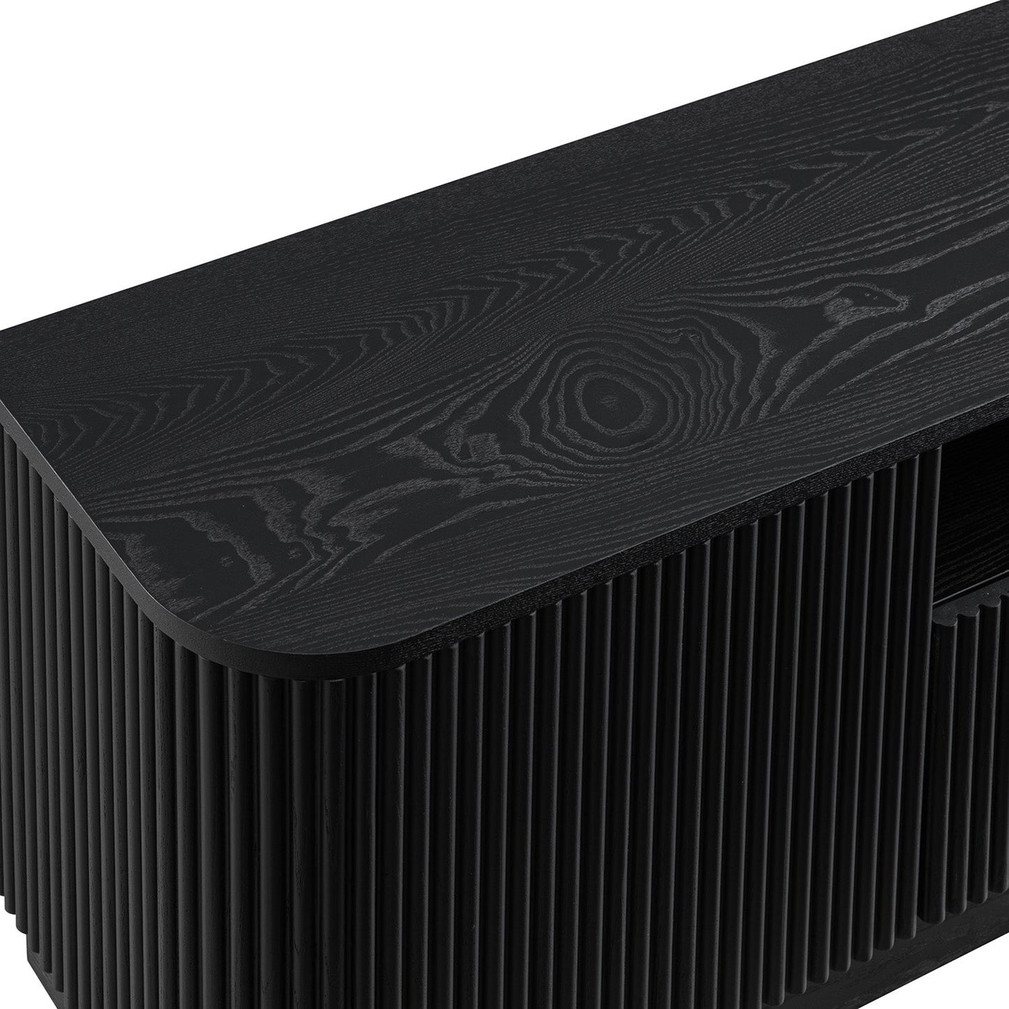 Meuble TV Maru 200 cm de large avec tiroirs, noir