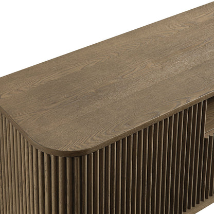 Meuble TV Maru 200 cm de large avec tiroirs, chêne argenté