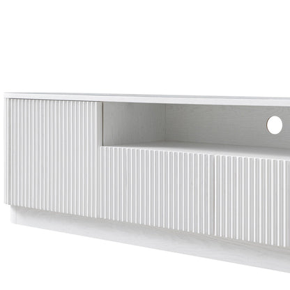 Meuble TV Maru 200 cm de large avec tiroirs, blanc délavé