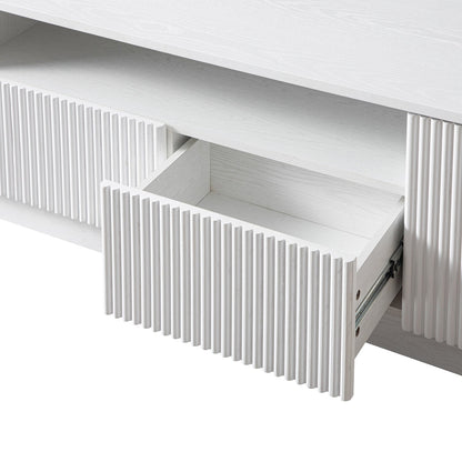 Meuble TV Maru 200 cm de large avec tiroirs, blanc délavé