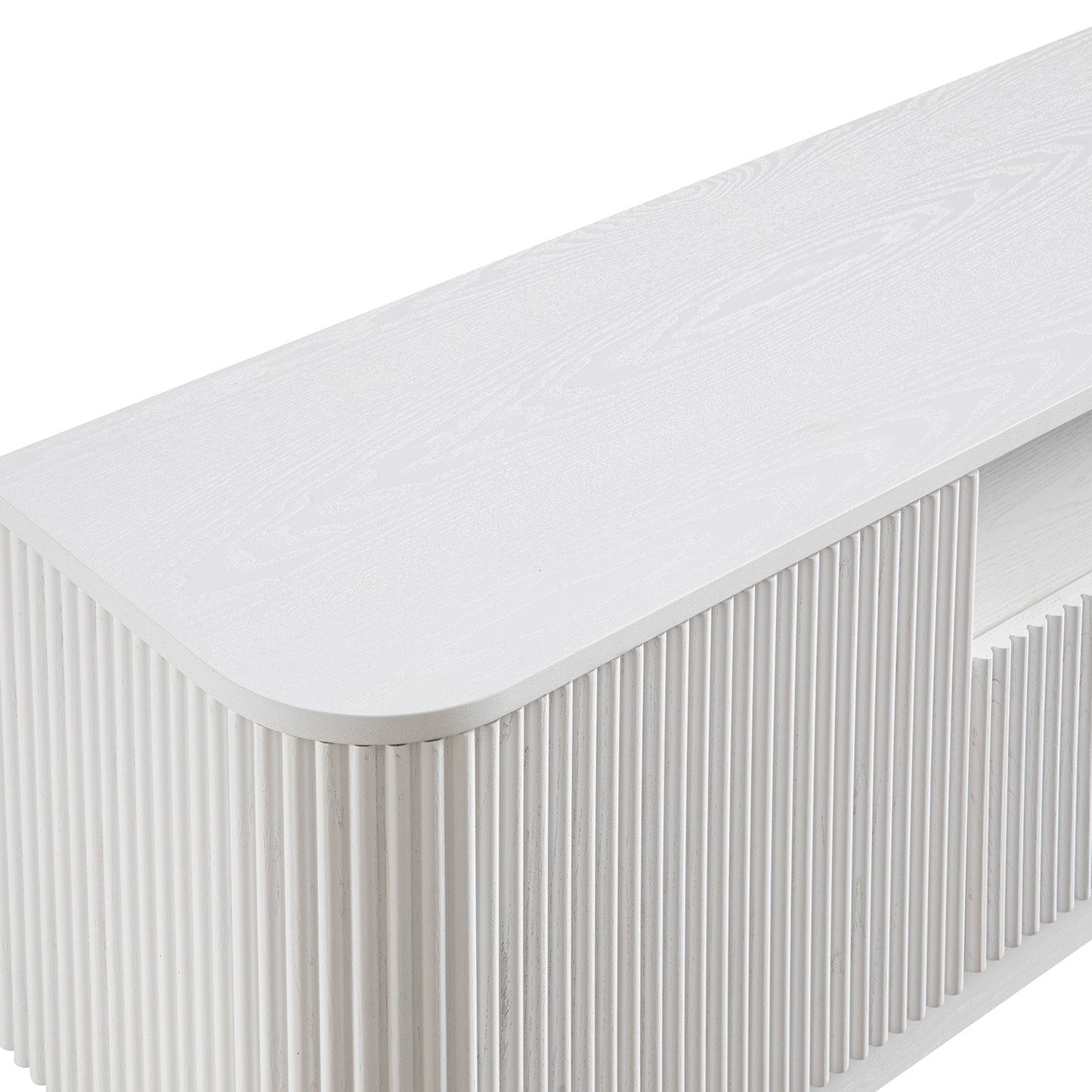 Meuble TV Maru 200 cm de large avec tiroirs, blanc délavé