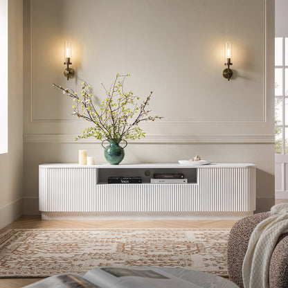 Meuble TV Maru 200 cm de large avec tiroirs, blanc délavé