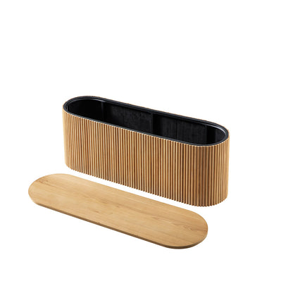 Banc ottoman de rangement Maru, chêne