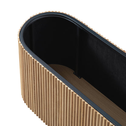 Banc ottoman de rangement Maru, chêne