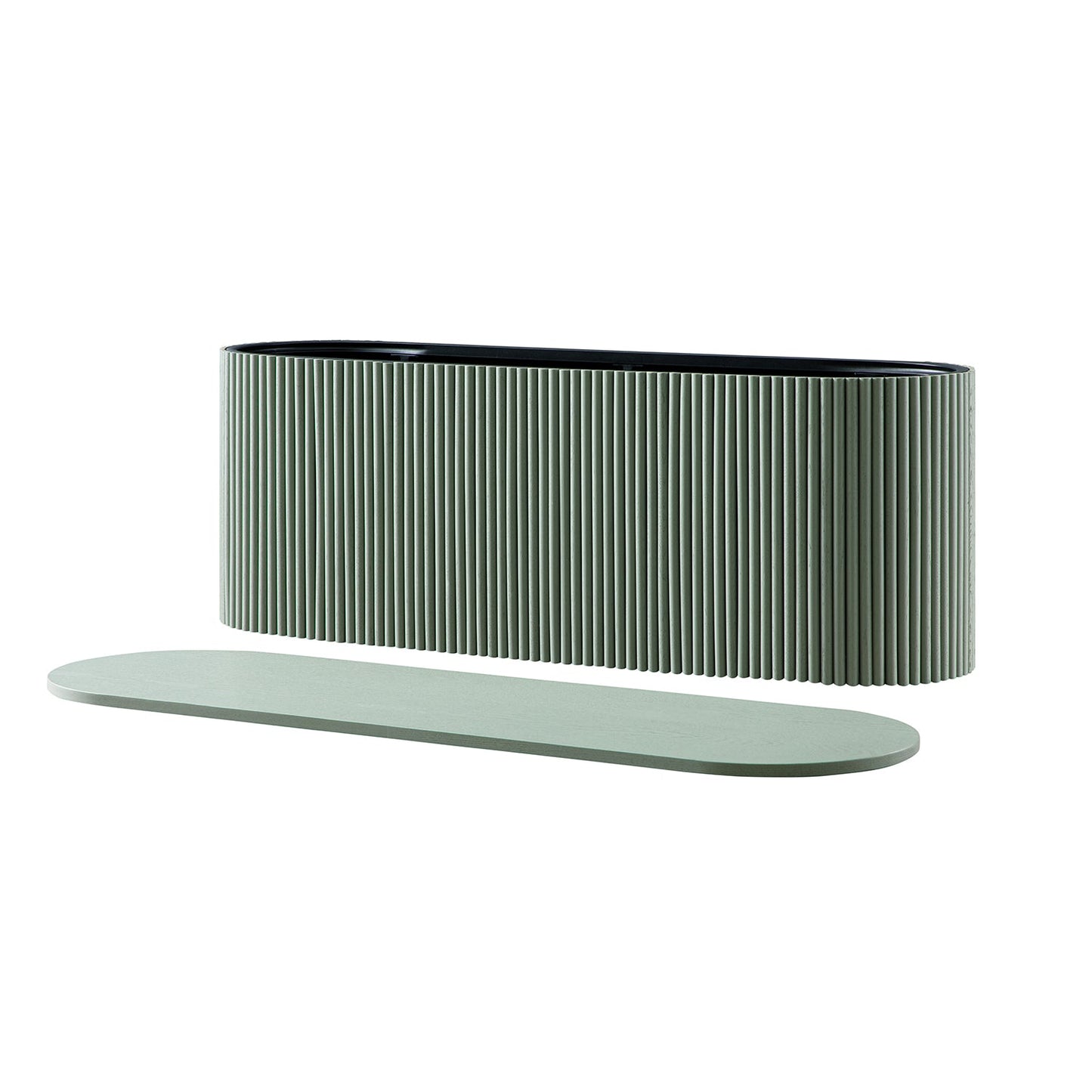 Banc ottoman de rangement Maru, vert sauge