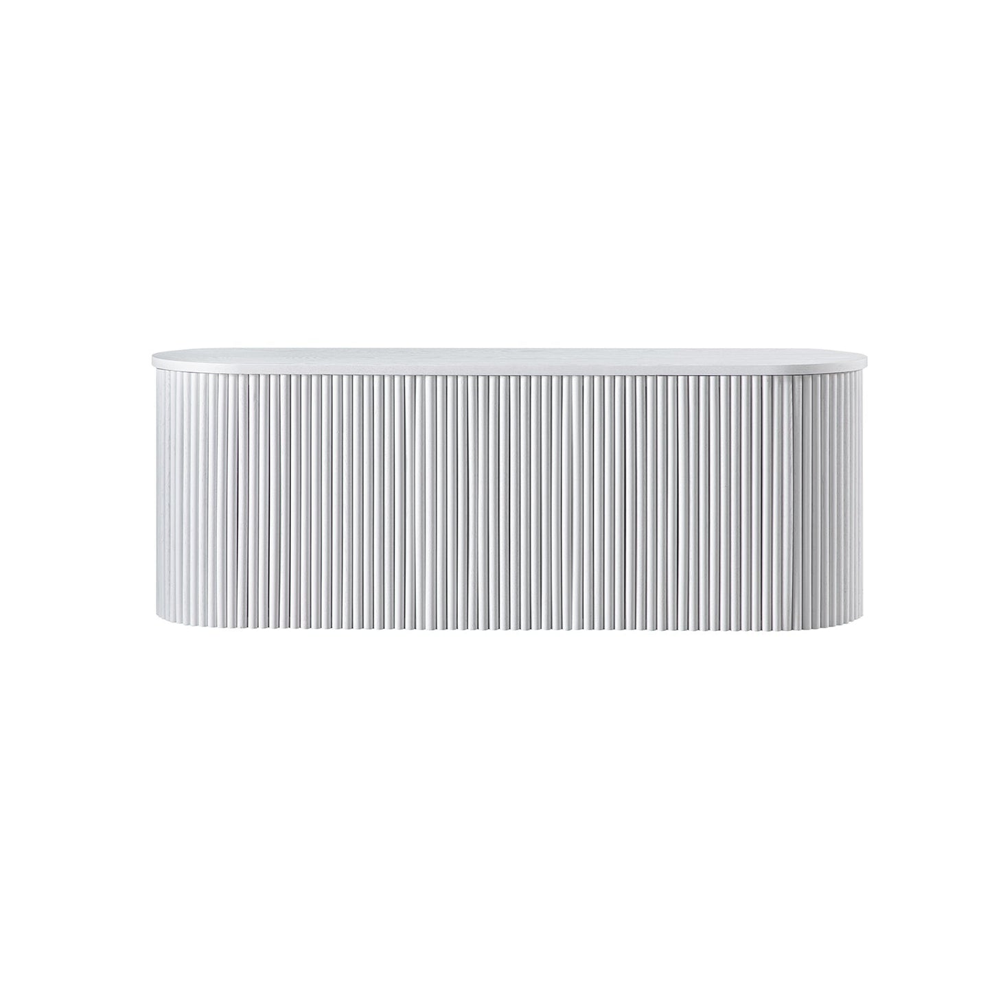 Banc ottoman de rangement Maru, blanc délavé