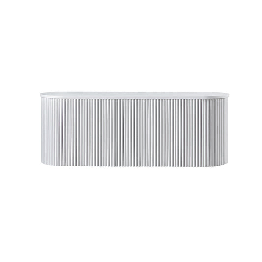 Banc ottoman de rangement Maru, blanc délavé