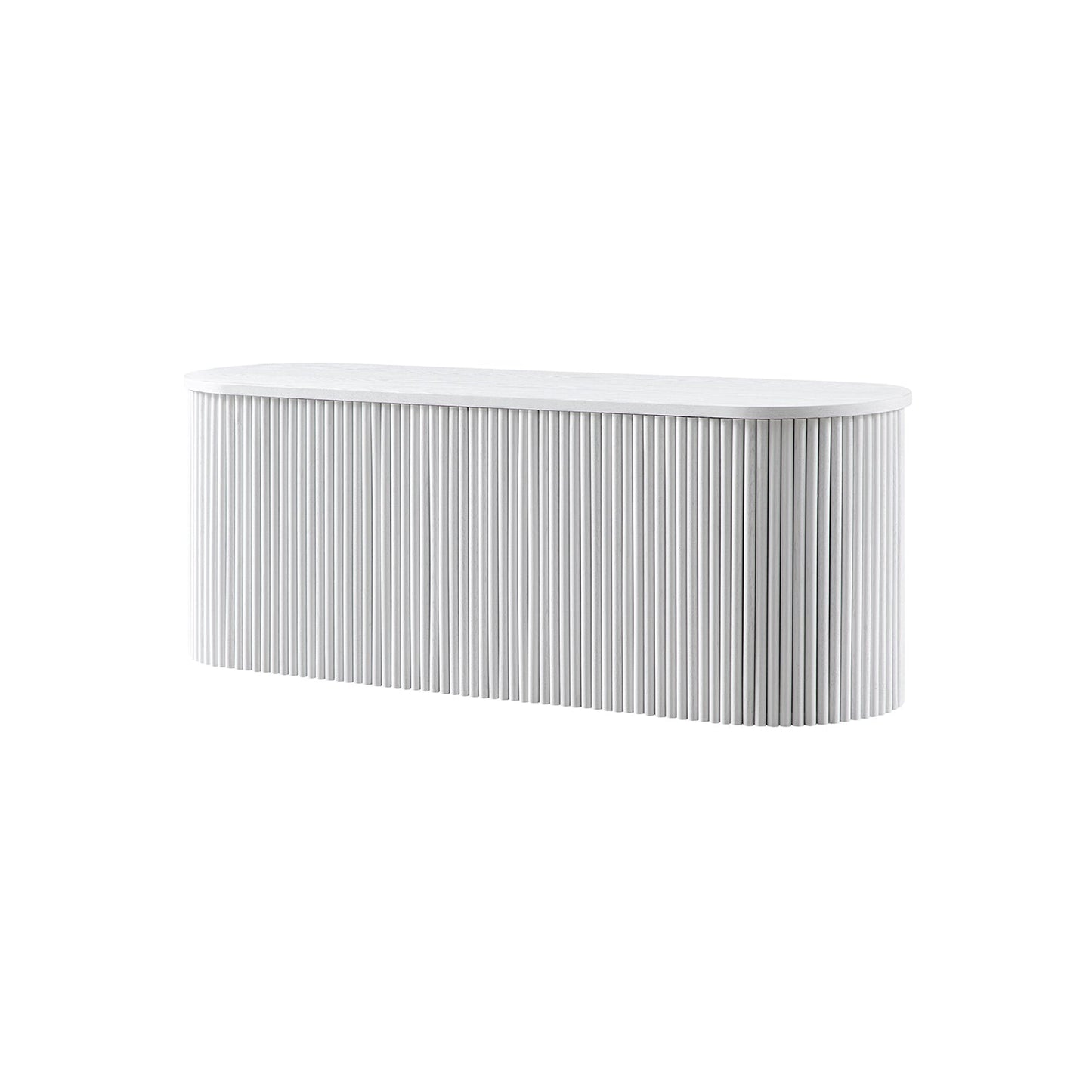 Banc ottoman de rangement Maru, blanc délavé