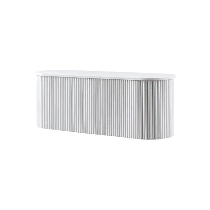 Banc ottoman de rangement Maru, blanc délavé