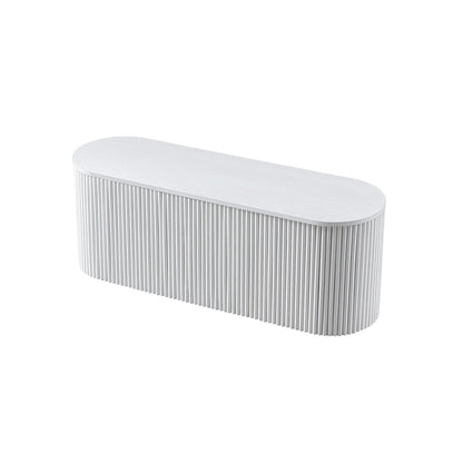 Banc ottoman de rangement Maru, blanc délavé