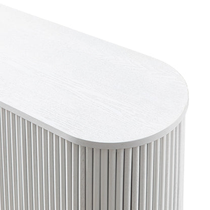 Banc ottoman de rangement Maru, blanc délavé