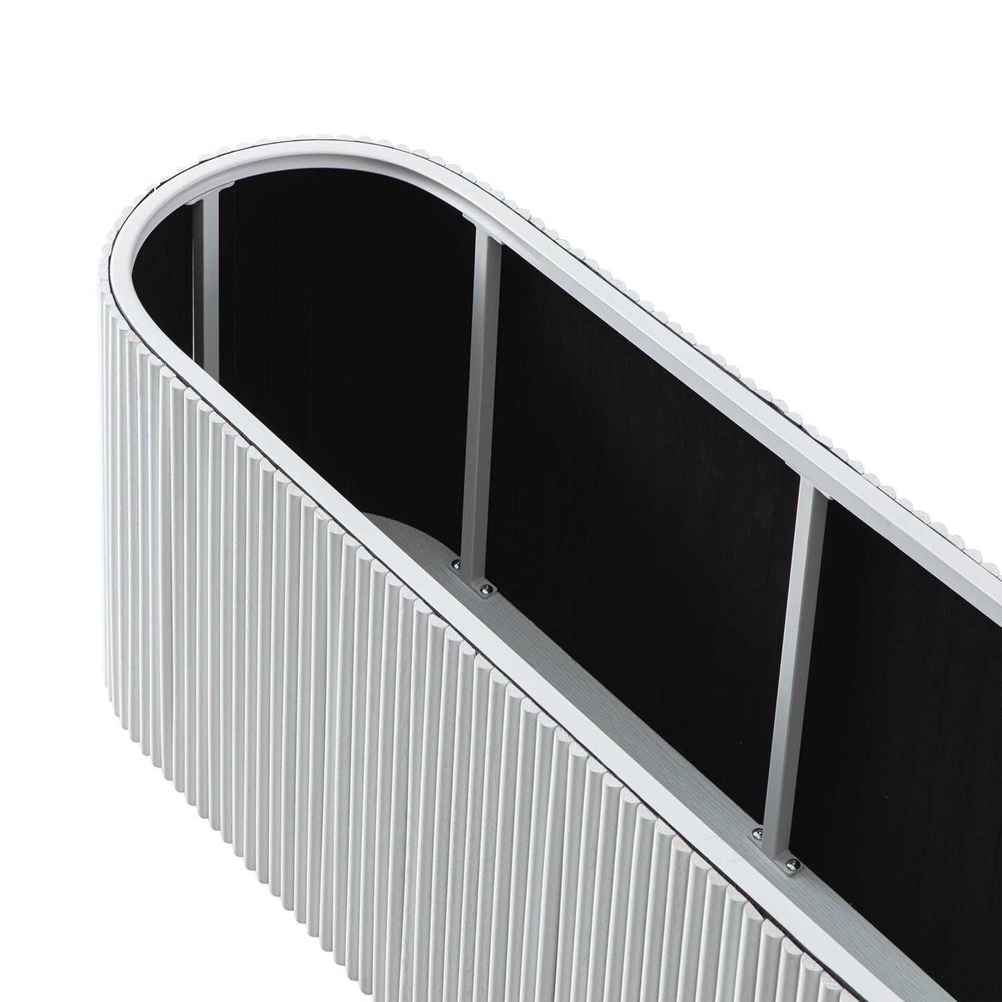 Banc ottoman de rangement Maru, blanc délavé