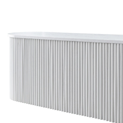 Banc ottoman de rangement Maru, blanc délavé