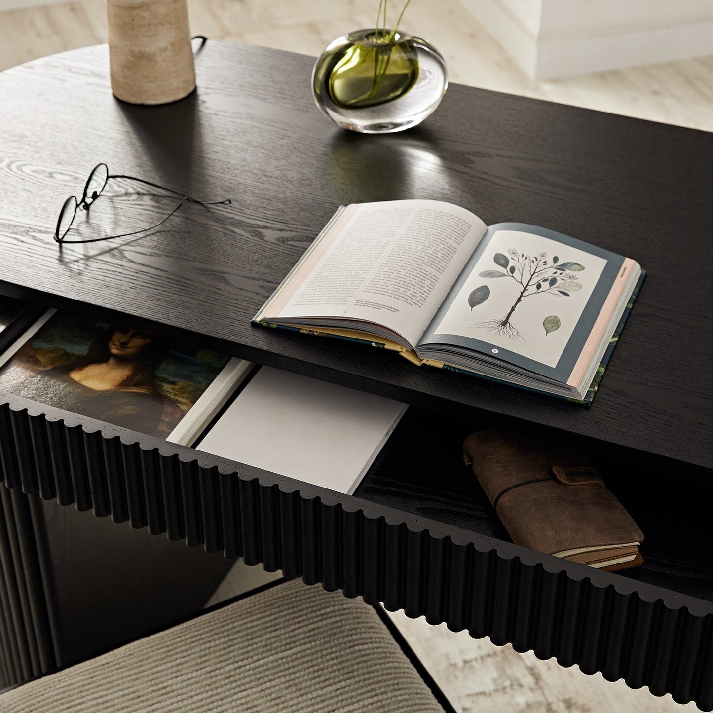 Bureau Maru à 1 tiroir, noir