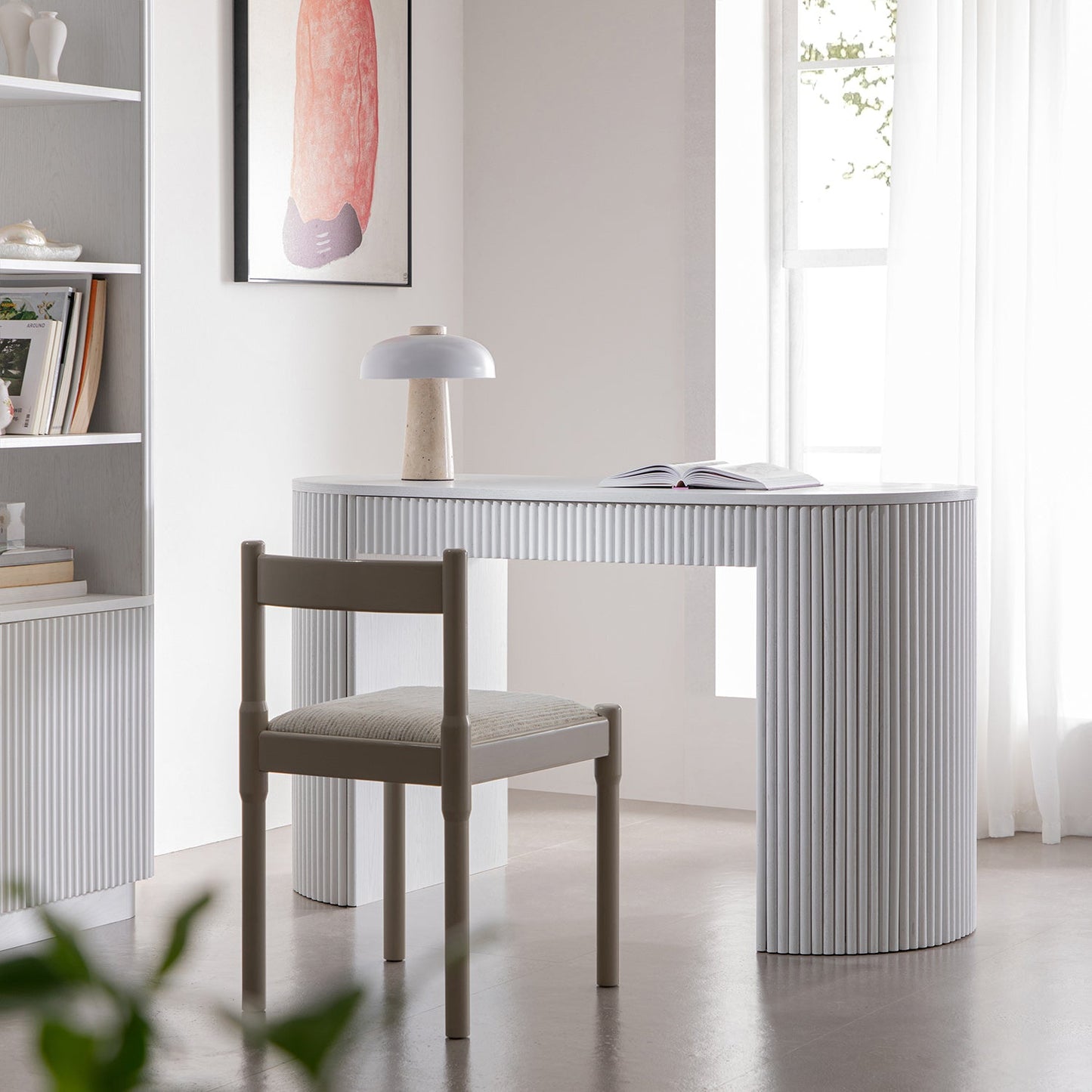 Bureau Maru à 1 tiroir, blanc délavé