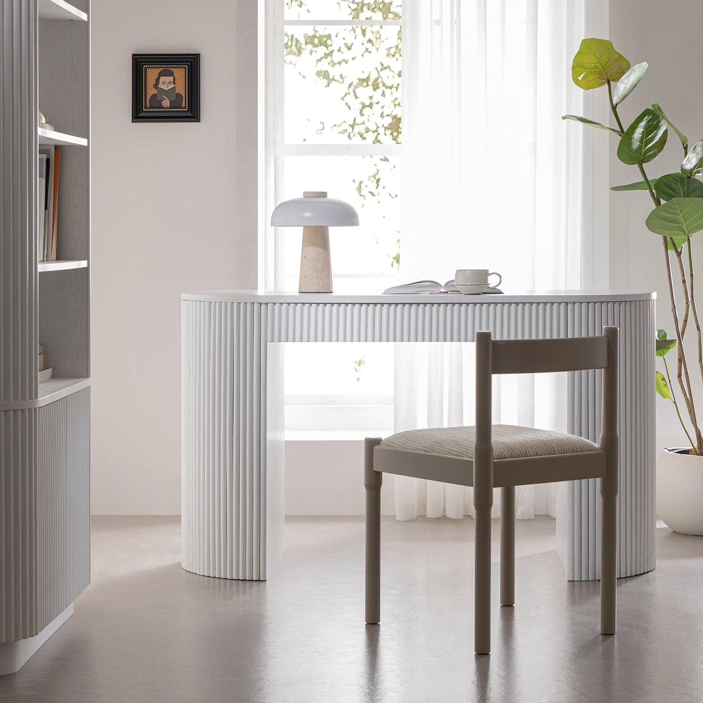 Bureau Maru à 1 tiroir, blanc délavé