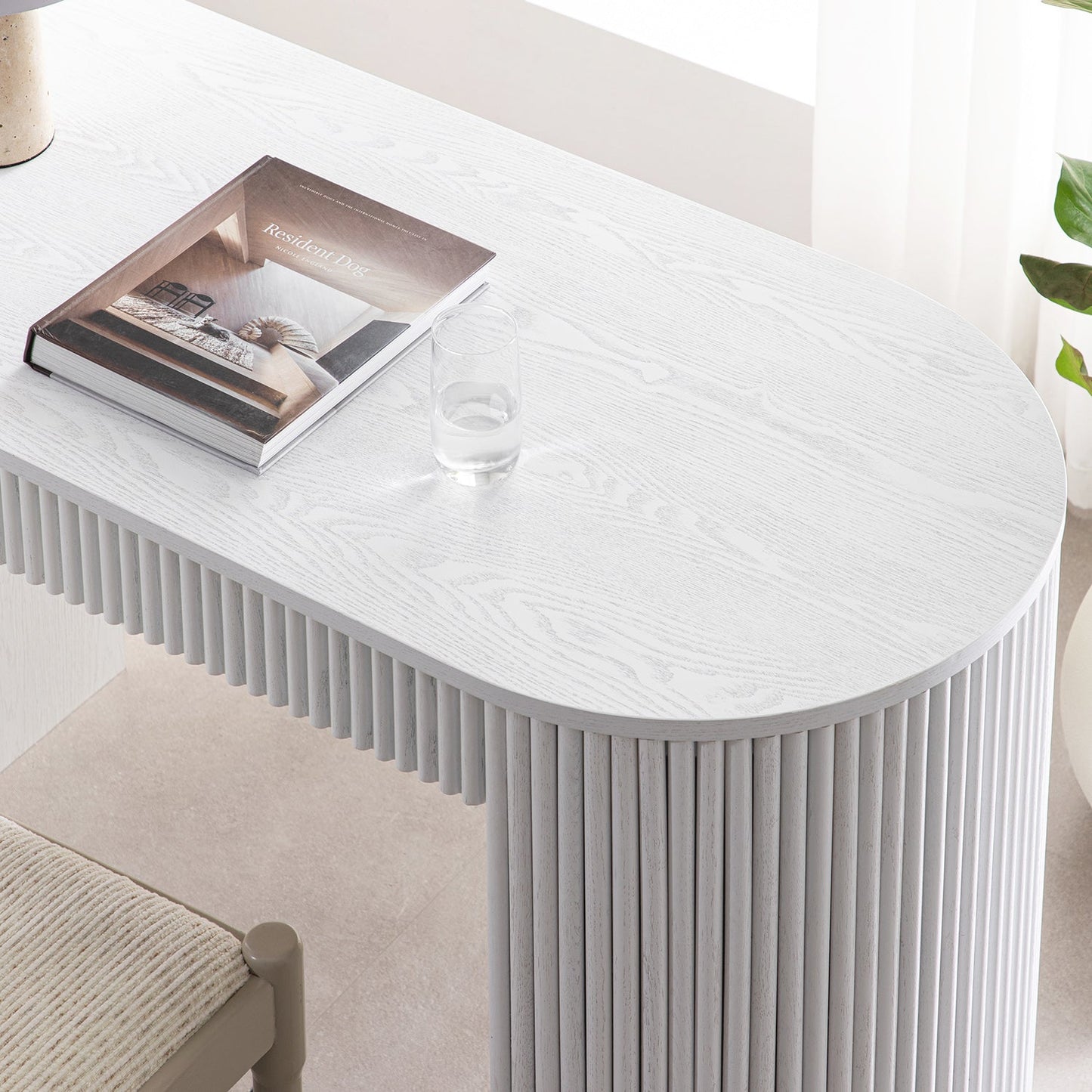 Bureau Maru à 1 tiroir, blanc délavé