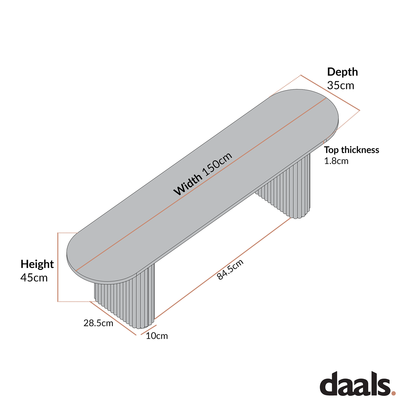 Banc de salle à manger Maru 150 cm, chêne argenté