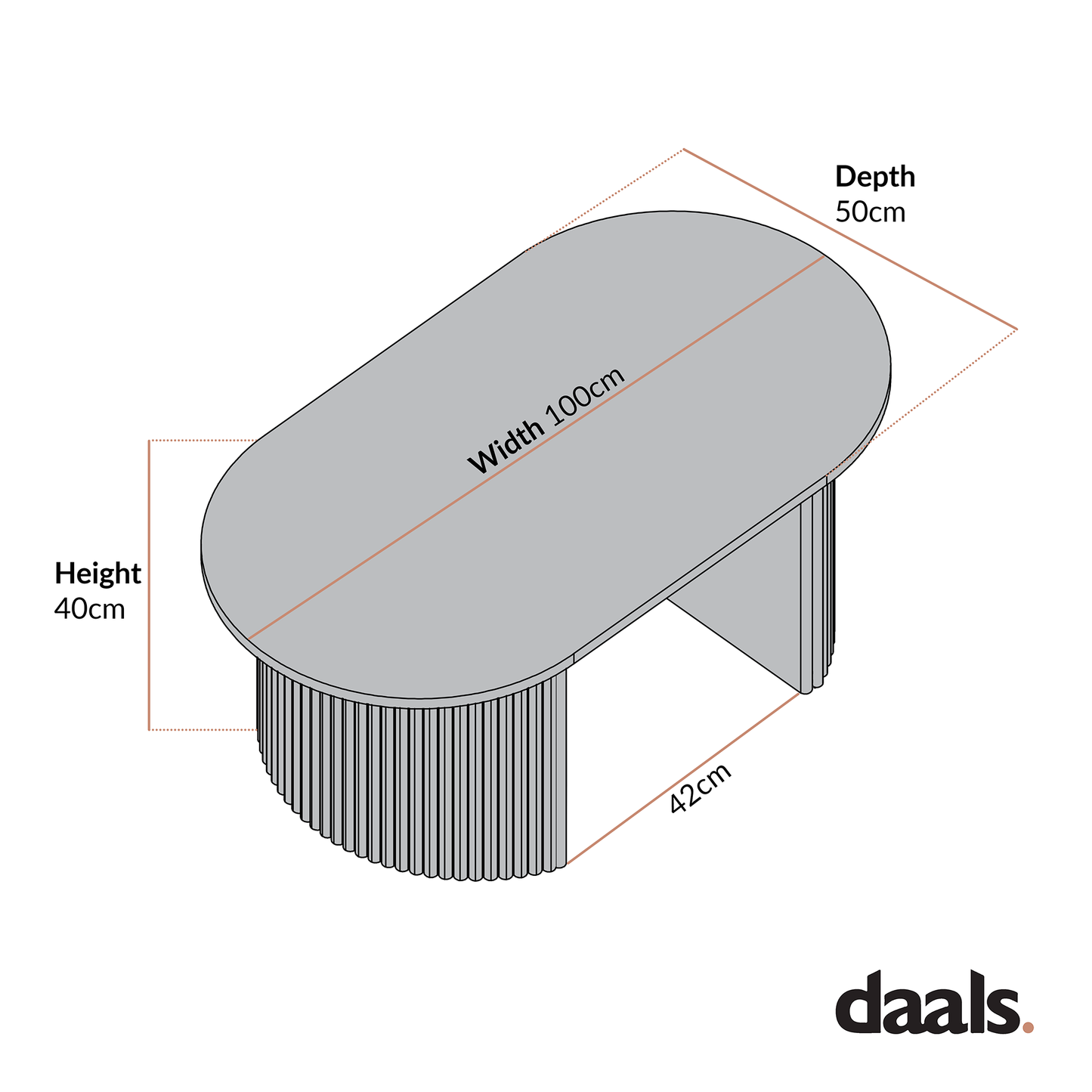 Table basse ovale Maru, blanc délavé