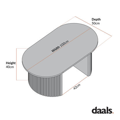 Table basse ovale Maru, blanc délavé