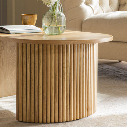 Table basse ovale Maru, chêne