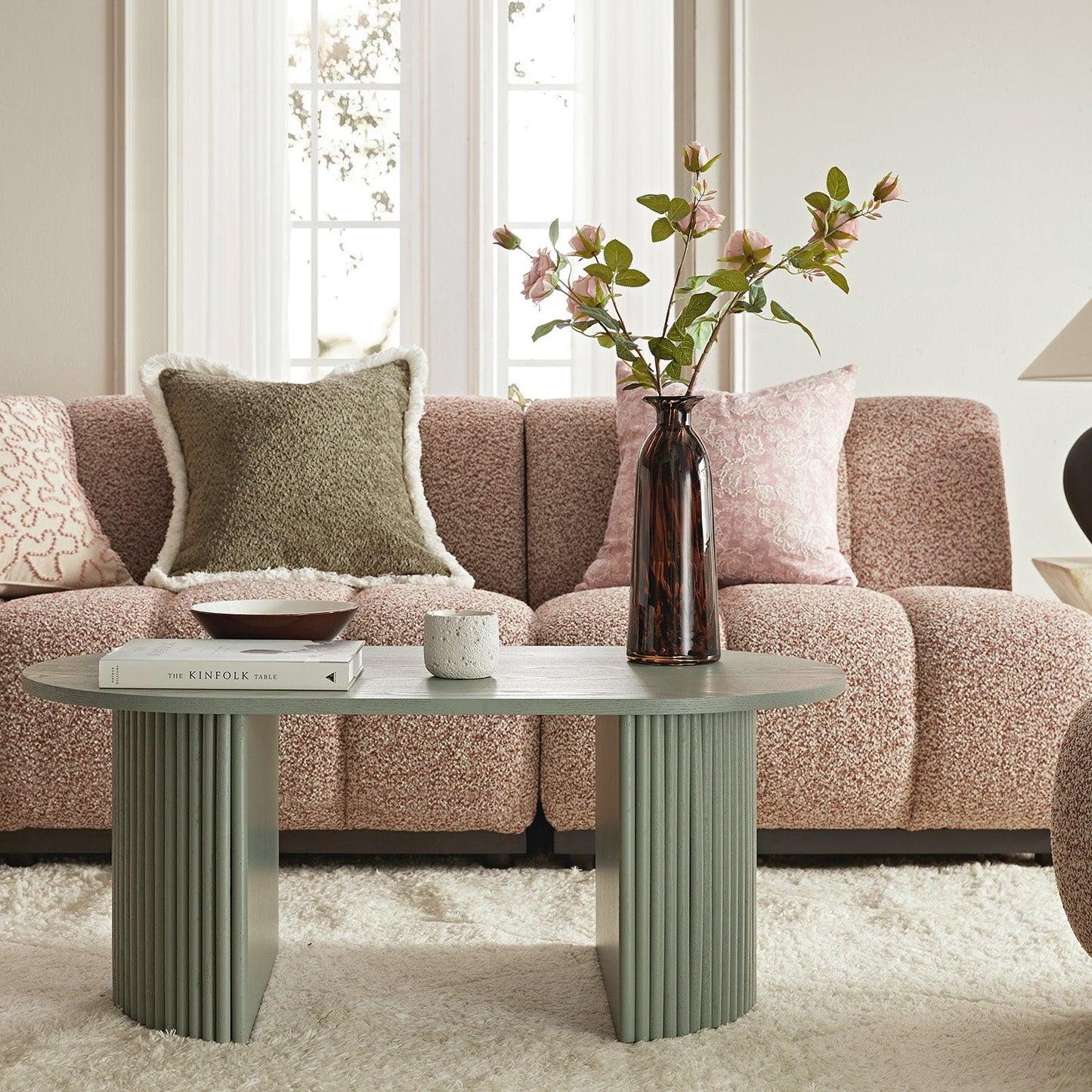 Table basse ovale Maru, vert sauge