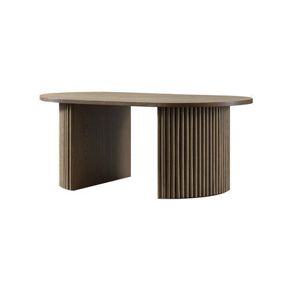 Table basse ovale Maru, chêne argenté