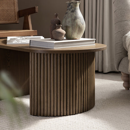 Table basse ovale Maru, chêne argenté