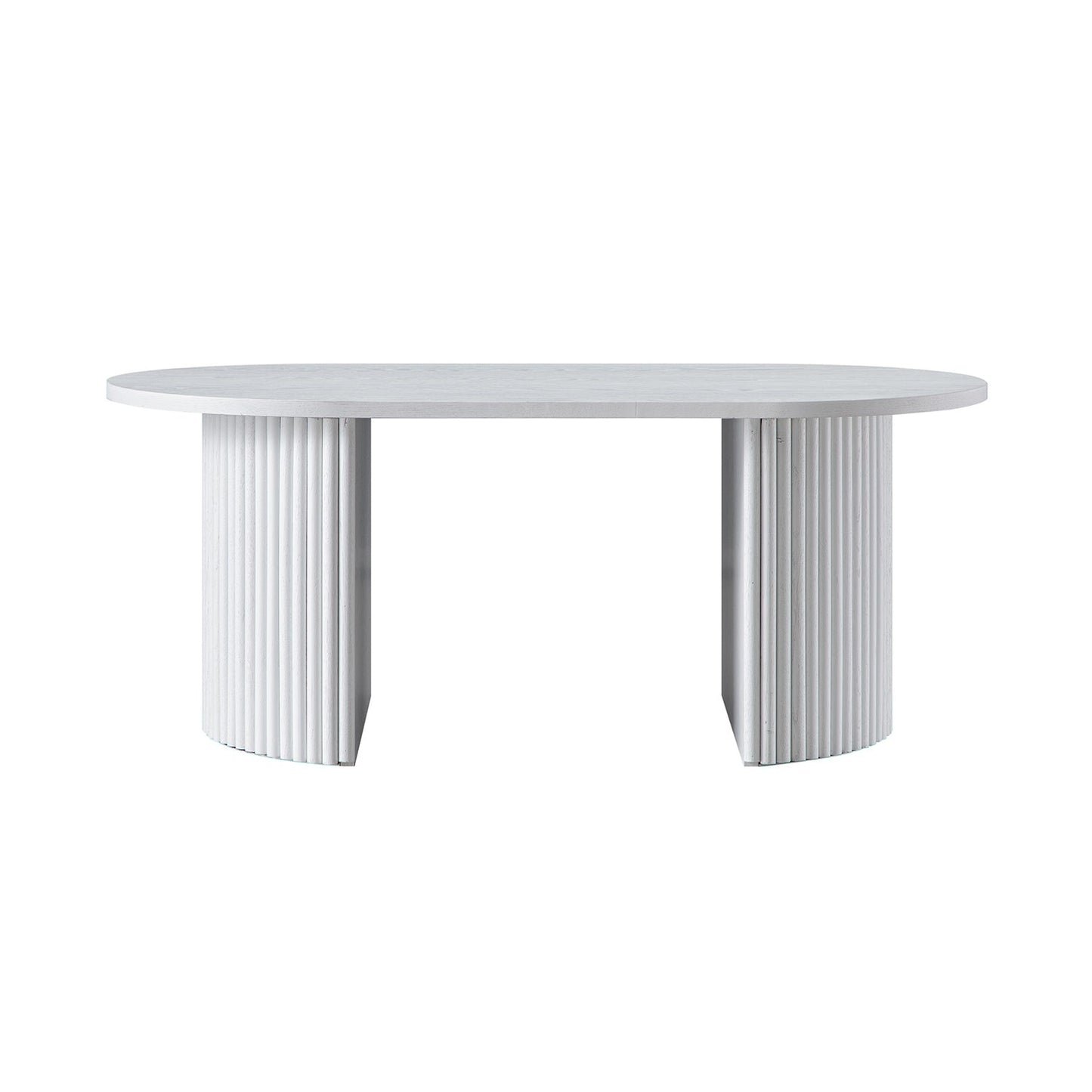 Table basse ovale Maru, blanc délavé