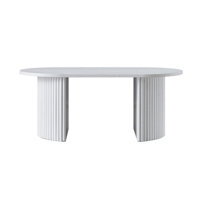 Table basse ovale Maru, blanc délavé