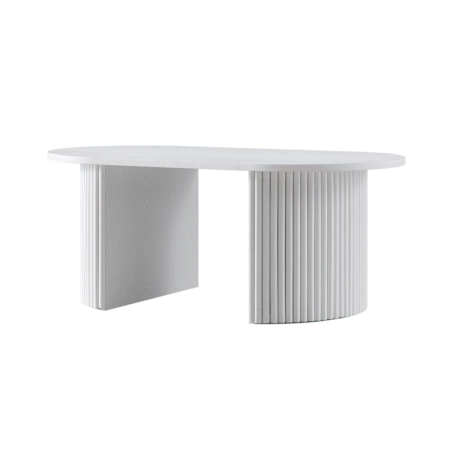 Table basse ovale Maru, blanc délavé