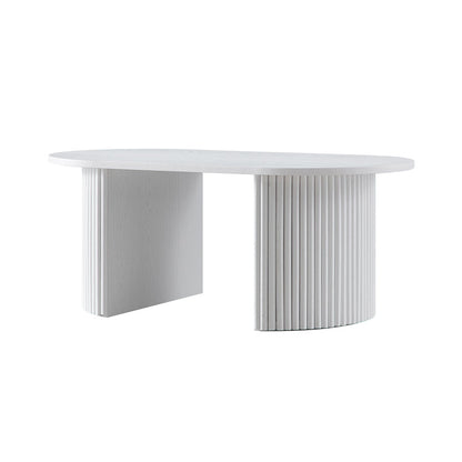 Table basse ovale Maru, blanc délavé
