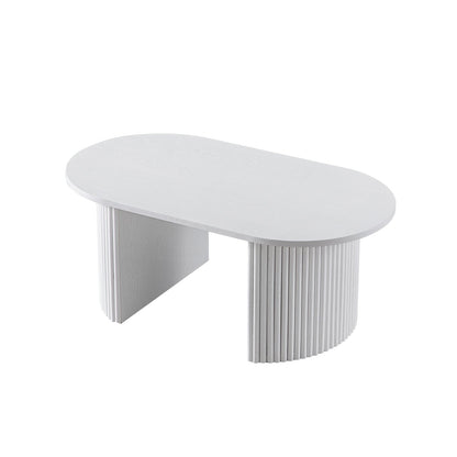 Table basse ovale Maru, blanc délavé