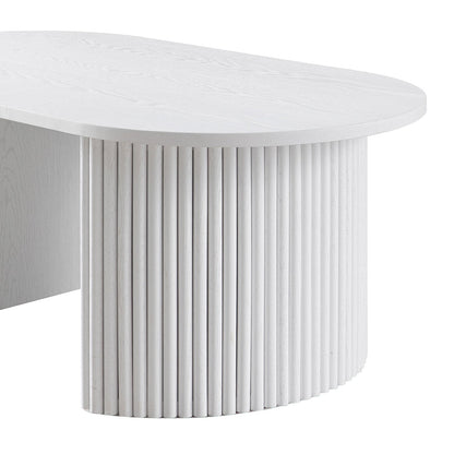 Table basse ovale Maru, blanc délavé