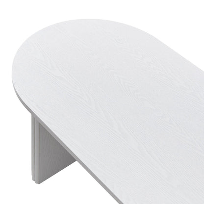 Table basse ovale Maru, blanc délavé
