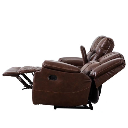 Ensemble de canapés inclinables manuels en cuir véritable de style moderne du milieu du siècle