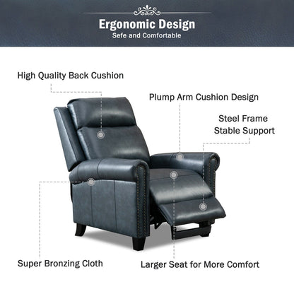 Fauteuil inclinable en cuir véritable avec dossier inclinable, accoudoirs et dossier confortables.