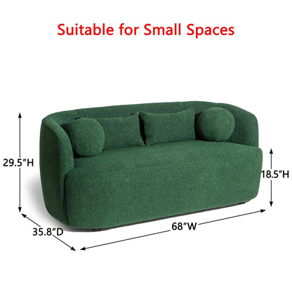 Canapé 2 places KINWELL en tissu bouclé avec coussins