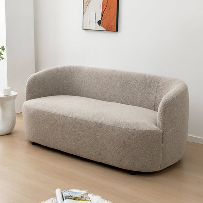 Canapé 2 places KINWELL en tissu bouclé avec coussins