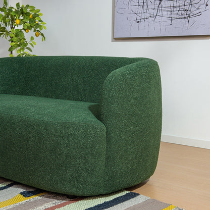 Canapé 2 places KINWELL en tissu bouclé avec coussins