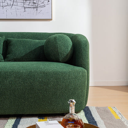 Canapé 2 places KINWELL en tissu bouclé avec coussins