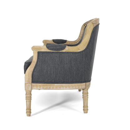 Canapé deux places en bois anthracite avec structure en bois d'hévéa